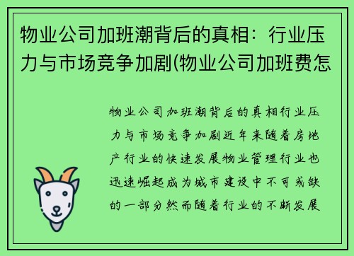 物业公司加班潮背后的真相：行业压力与市场竞争加剧(物业公司加班费怎么算)